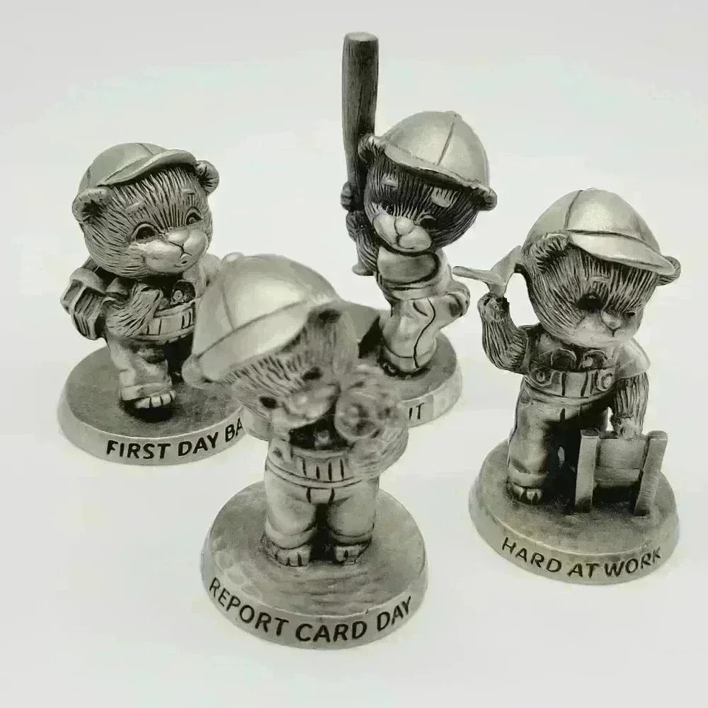Like New Avon Collection 1983 Set of 4 Pewter Bearington Bear Figurines